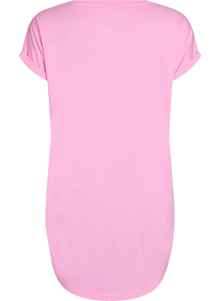 Kort&auml;rmat nattlinne med texttryck, Rosa, Packshot image number 1