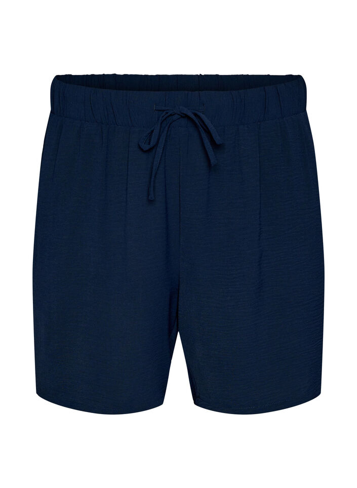 Shorts med fickor och res&aring;r i midjan, Bl&aring;, Packshot image number 0