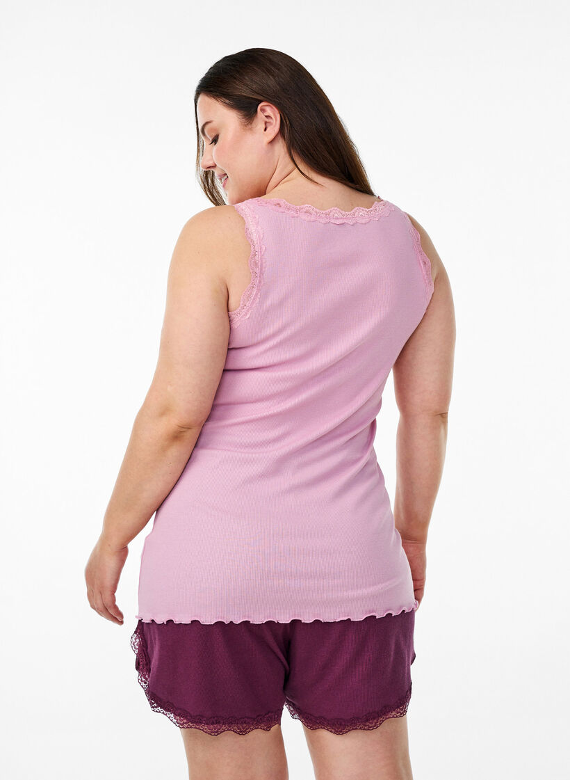 Topp med spetskant, Rosa, Model image number 2