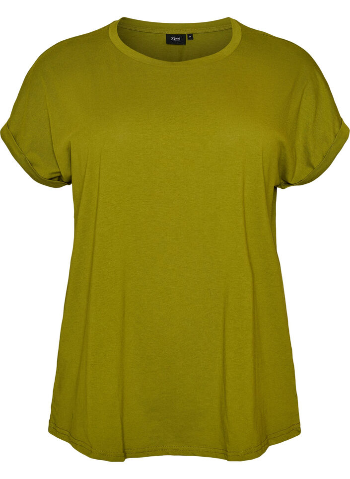 Kort&auml;rmad t-shirt i bomullsmix, Gr&ouml;n, Packshot image number 0