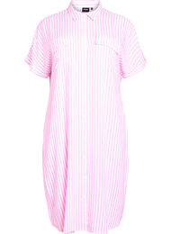 L&aring;ng skjortkl&auml;nning med korta &auml;rmar, Rosa