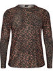 Blus i mesh med m&ouml;nster, Brun, Packshot image number 0