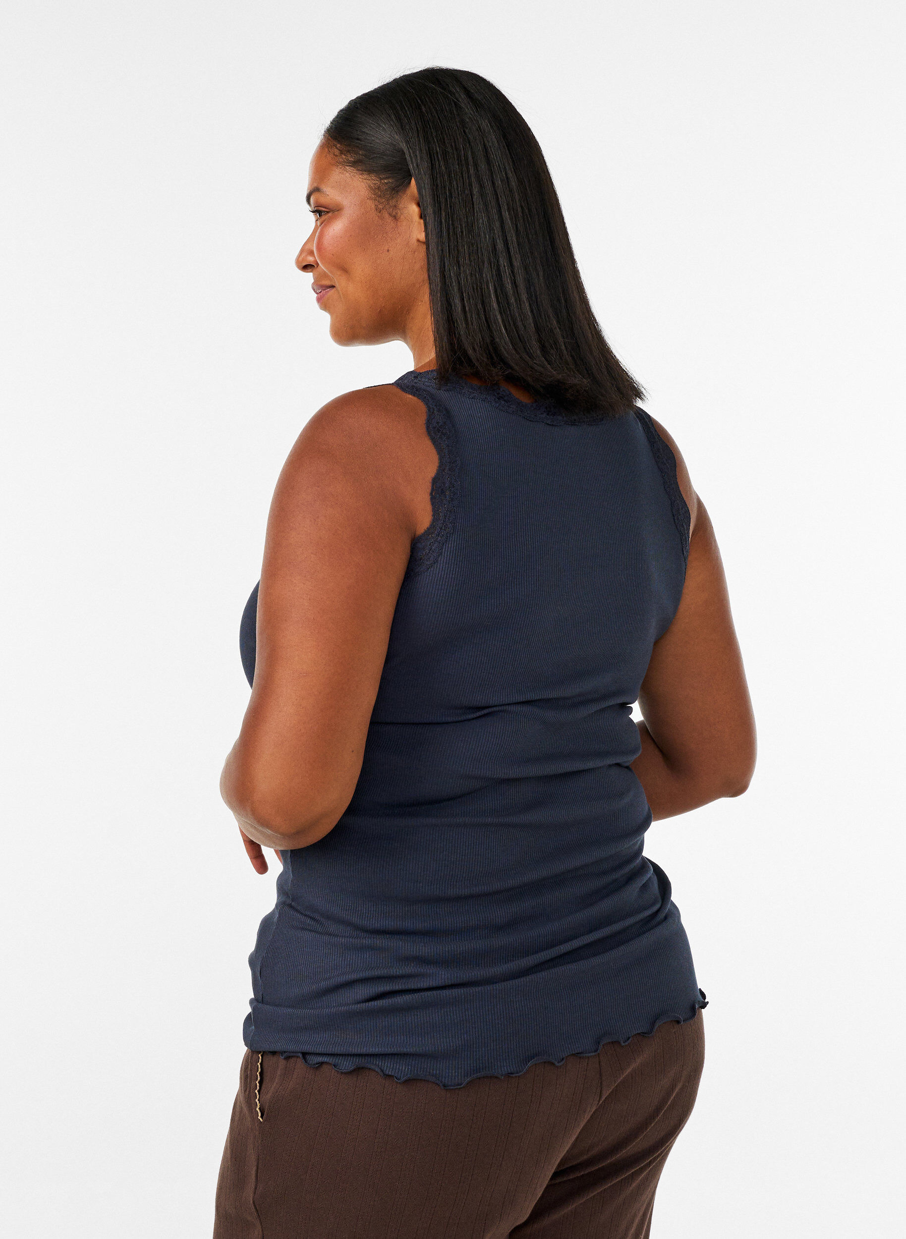 ZizziTopp med spetskant, Bl&aring;, Model image number 2