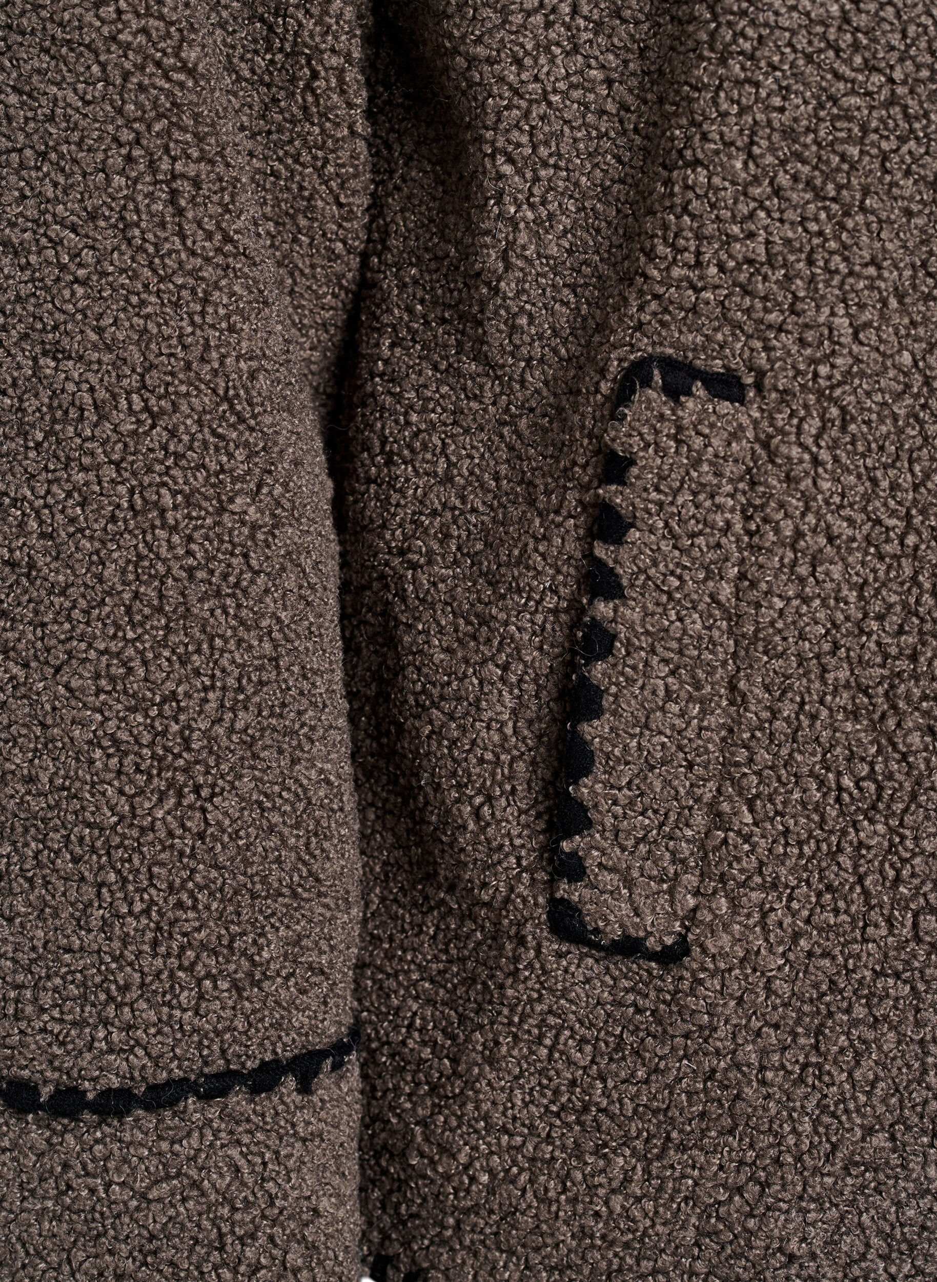 ZizziTeddyjacka med kontrastdetaljer, Brun, Packshot image number 3