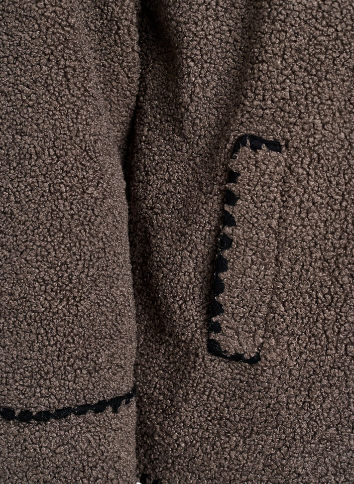Teddyjacka med kontrastdetaljer, Brun, Packshot image number 3