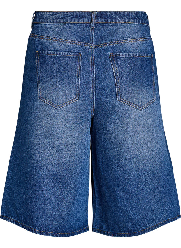 Jeansshorts med h&ouml;g midja, Bl&aring;, Packshot image number 1
