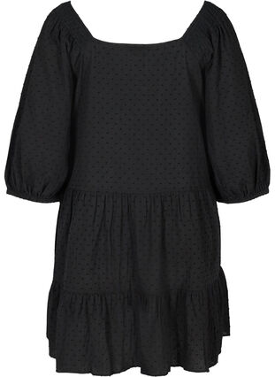 A-linjeformad klänning med 3/4 ärmar , Black, Packshot image number 1