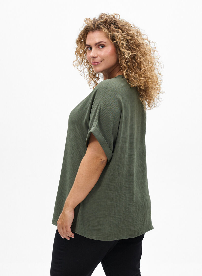 L&ouml;s blus med korta &auml;rmar, Gr&ouml;n, Model image number 2