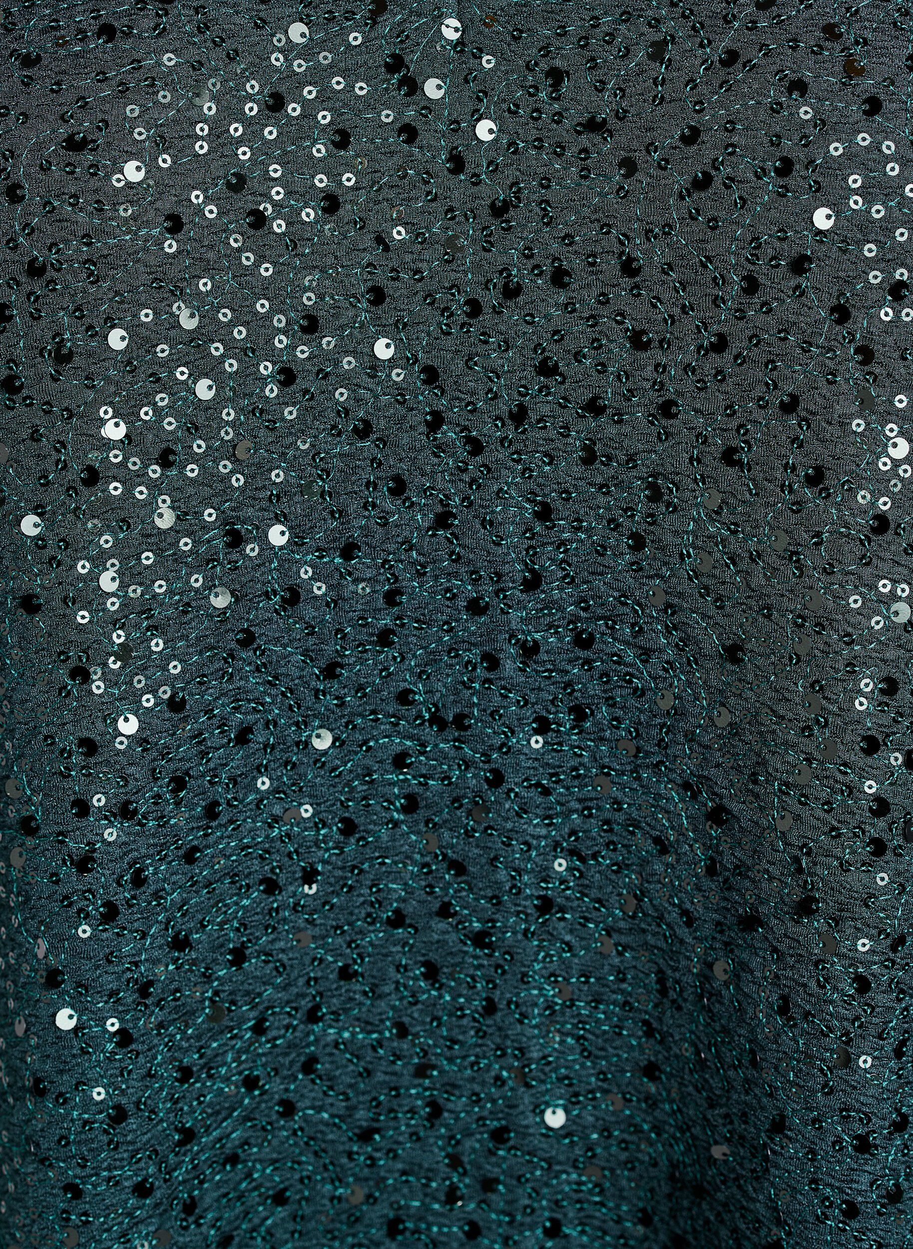 Zizzi Kort paljettkl&auml;nning med puff&auml;rmar, Gr&ouml;n, Packshot image number 2