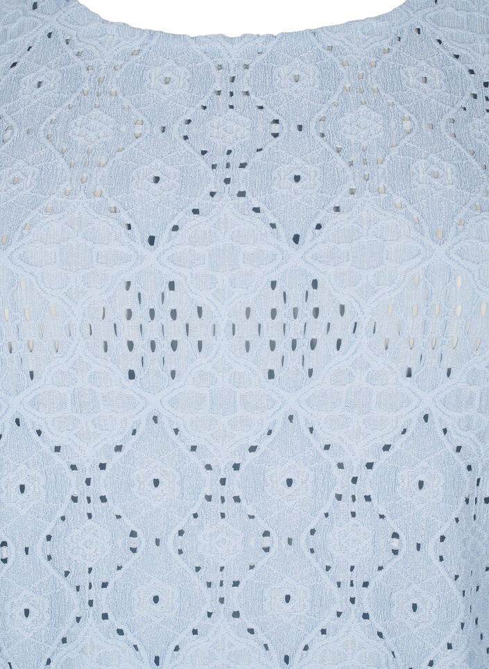 Kortärmad blus med spetsmönster, Cashmere Blue, Packshot image number 2