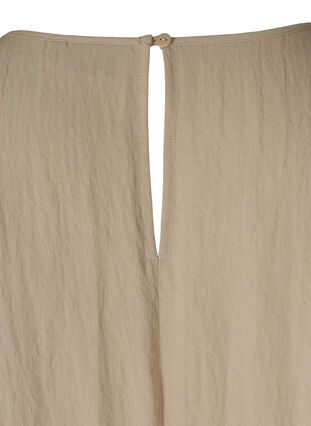 Kortärmad viskosblus med rund halsringing, Light Taupe, Packshot image number 3