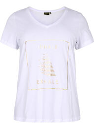 Tränings t-shirt i bomull med tryck, White w. inhale logo
