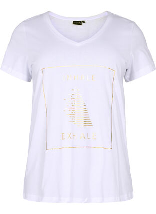 Tränings t-shirt i bomull med tryck, White w. inhale logo, Packshot image number 0