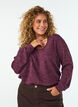 Blus i jersey med v-ringning och l&aring;nga &auml;rmar, M&ouml;rk Bordeaux, Model image number 0