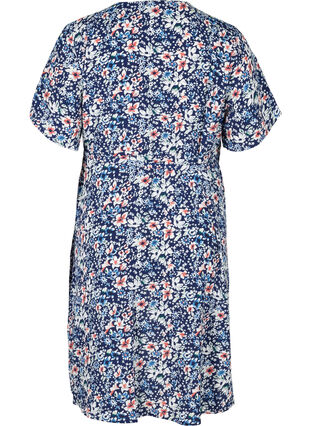 Omlottklänning med korta ärmar, Blue Flower AOP, Packshot image number 1