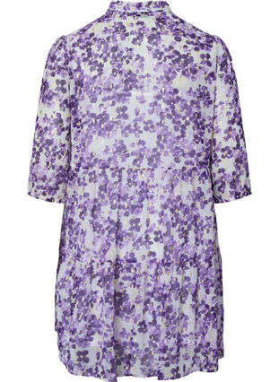Tunika i blommönster och lurex, Beige/Purple Flower, Packshot image number 1