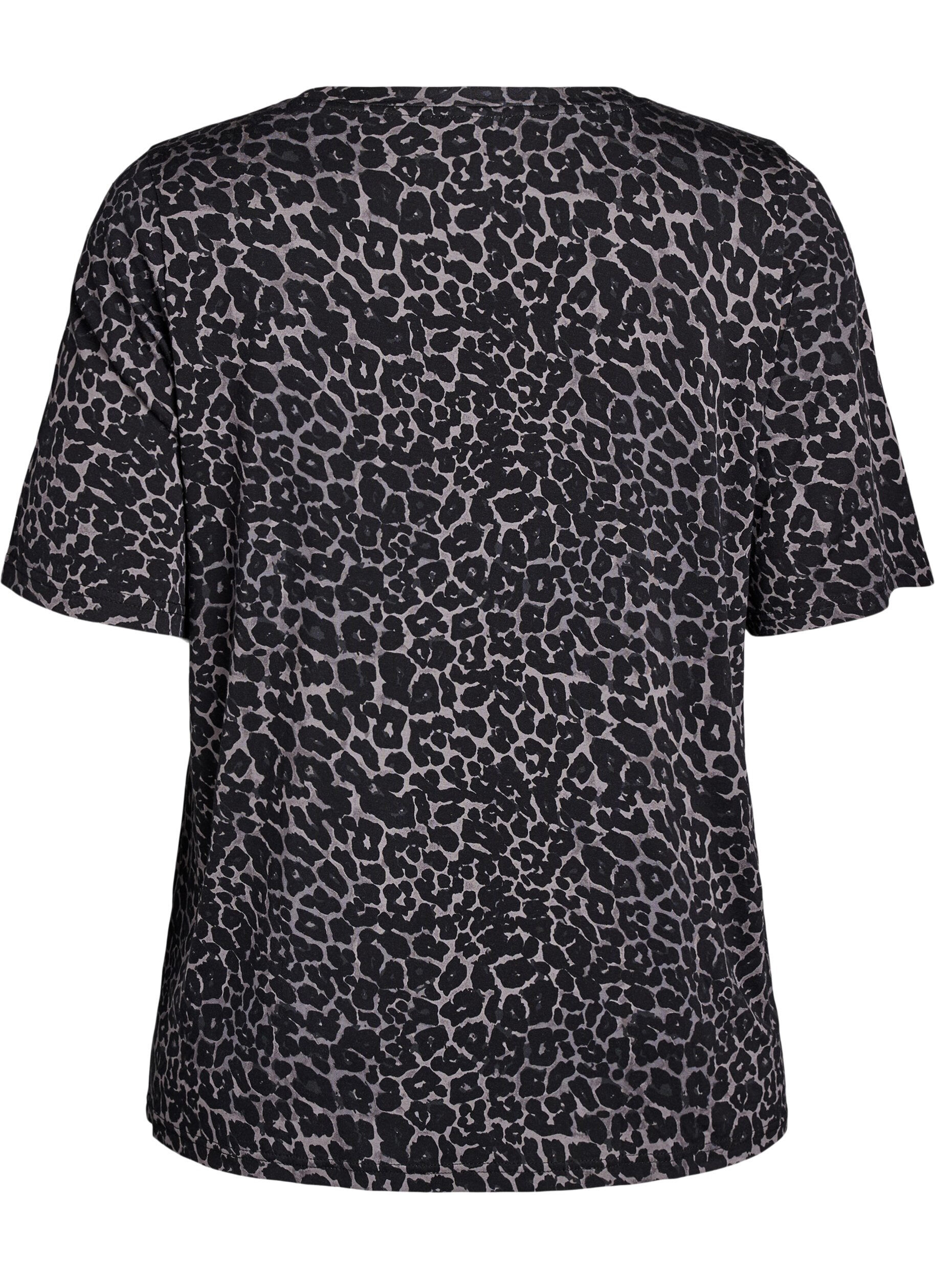 ZizziT-shirt med TENCEL&trade; Lyocell och leopardtryck, Gr&aring;, Packshot image number 1