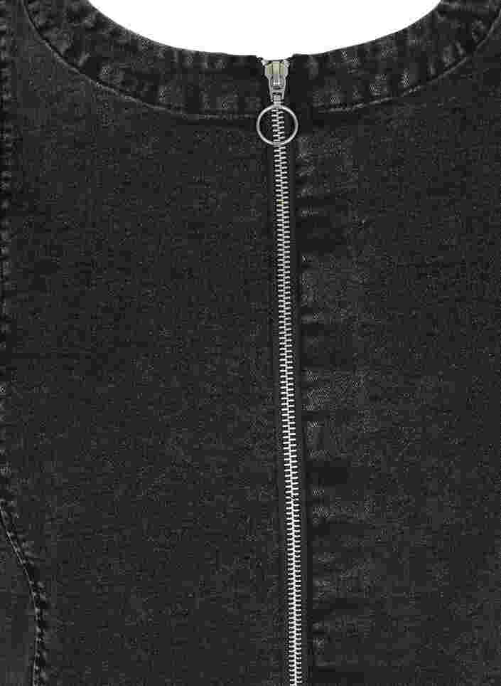 Kortärmad jeansklänning med blixtlås, Grey Denim ASS, Packshot image number 2