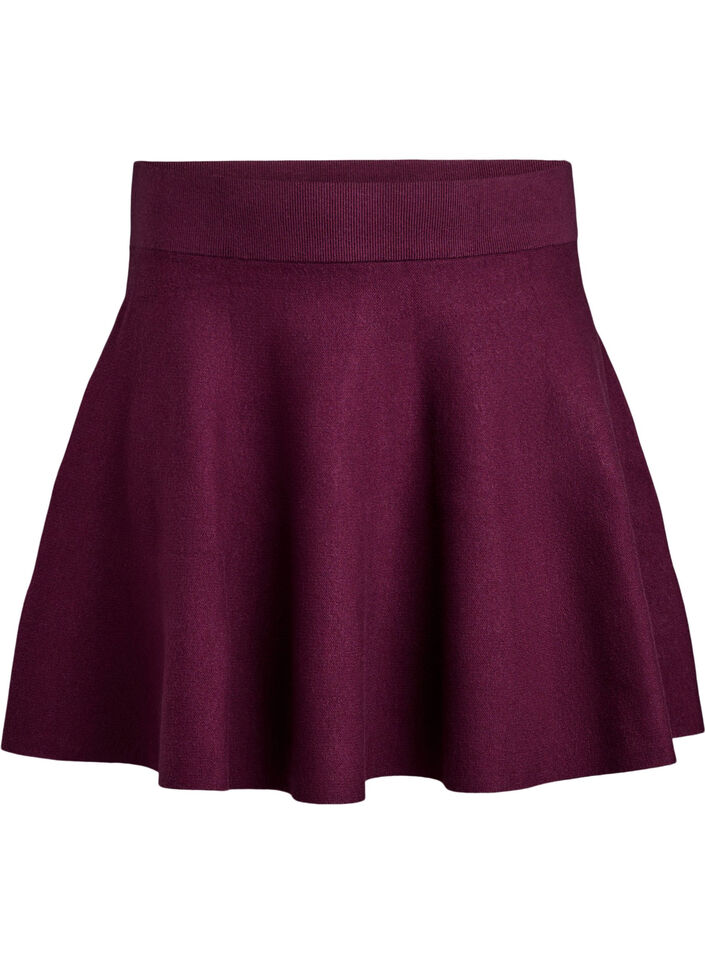 Kort a-linjeformad kjol i stickat, M&ouml;rk Bordeaux, Packshot image number 0