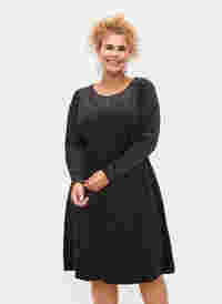 Glitterklänning i velour med långa ärmar, Black Silver Lurex, Model