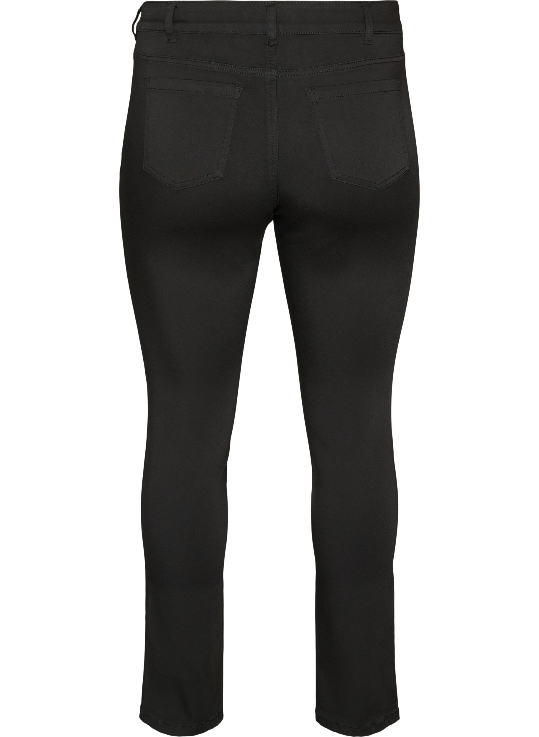 ZizziEmily Stay Black jeans med normal midja, Svart, Packshot image number 1