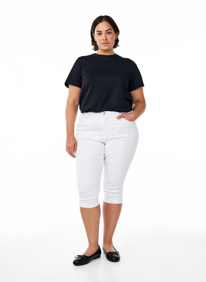 Amy caprijeans med h&ouml;g midja och super slim fit, Vit, Model image number 0