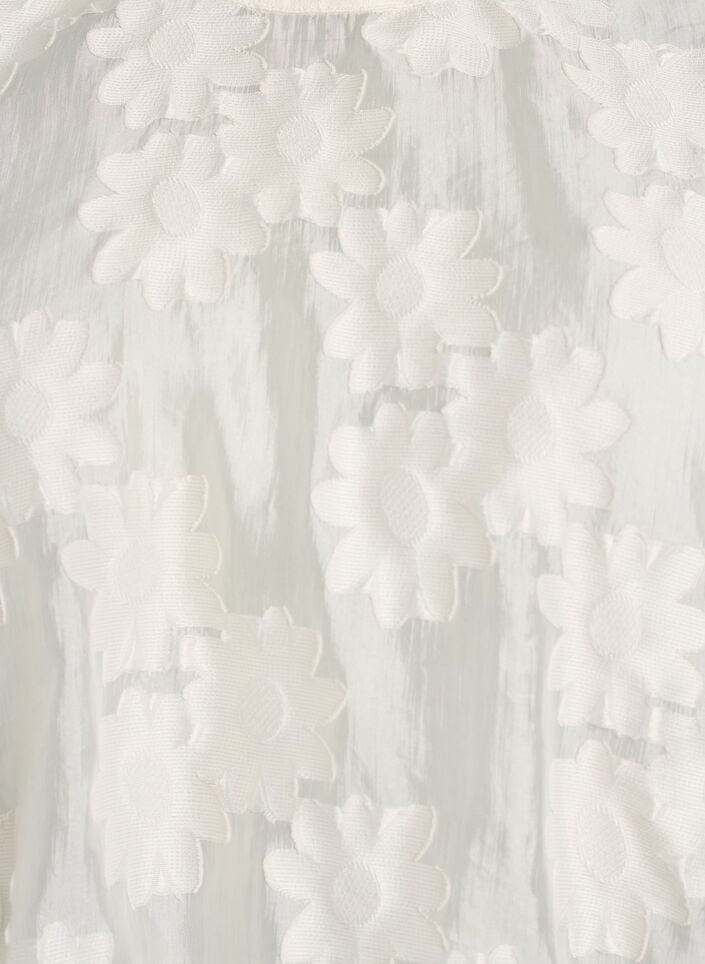 &Auml;rml&ouml;s topp i jacquard med blommig textur, Vanilla, Packshot