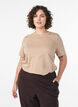 Enkel t-shirt i bomull med rund halsringning, Beige, Model image number 0
