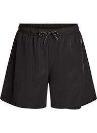 Tr&auml;ningsshorts med innershorts och en mobilficka, Svart