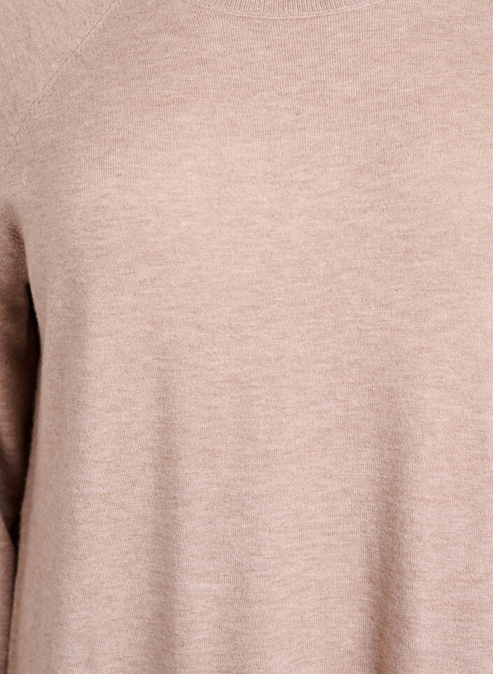 Kort stickad klänning med raglanärm, Beige, Packshot image number 2