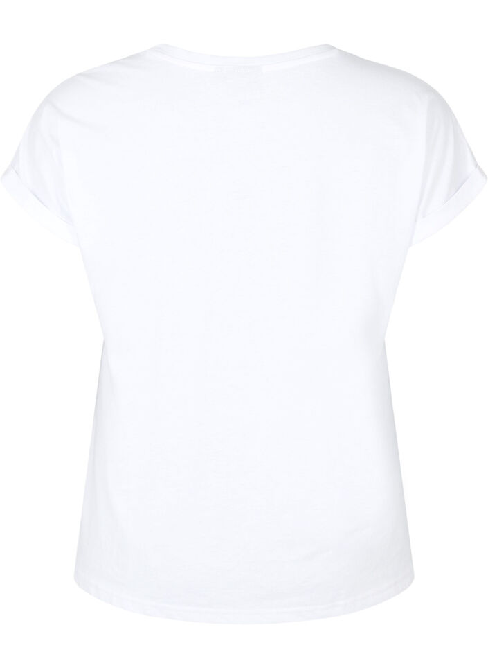 Kort&auml;rmad t-shirt i bomullsmix, Vit, Packshot image number 1