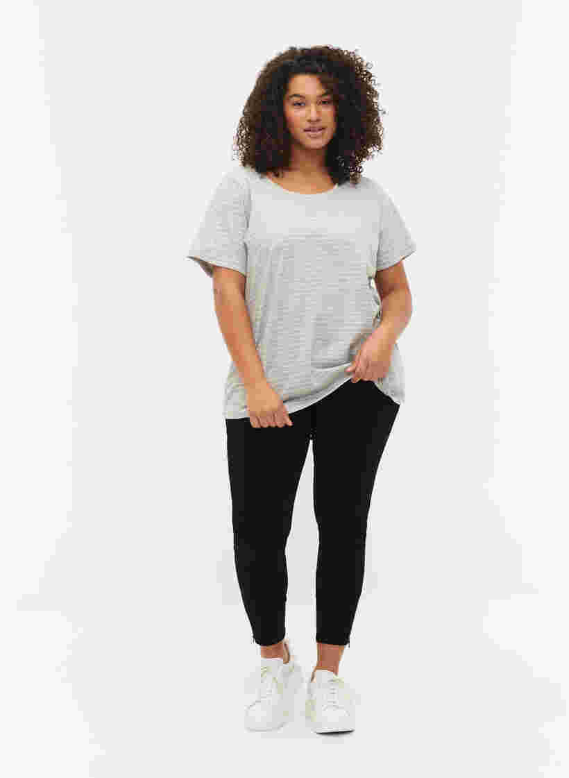 Melerad t-shirt i bomull, Light Grey Melange, Model image number 2