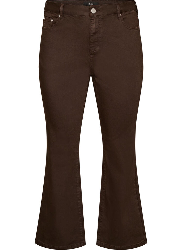 Ellen bootcut-jeans i f&auml;rgad denim, Brun, Packshot image number 0