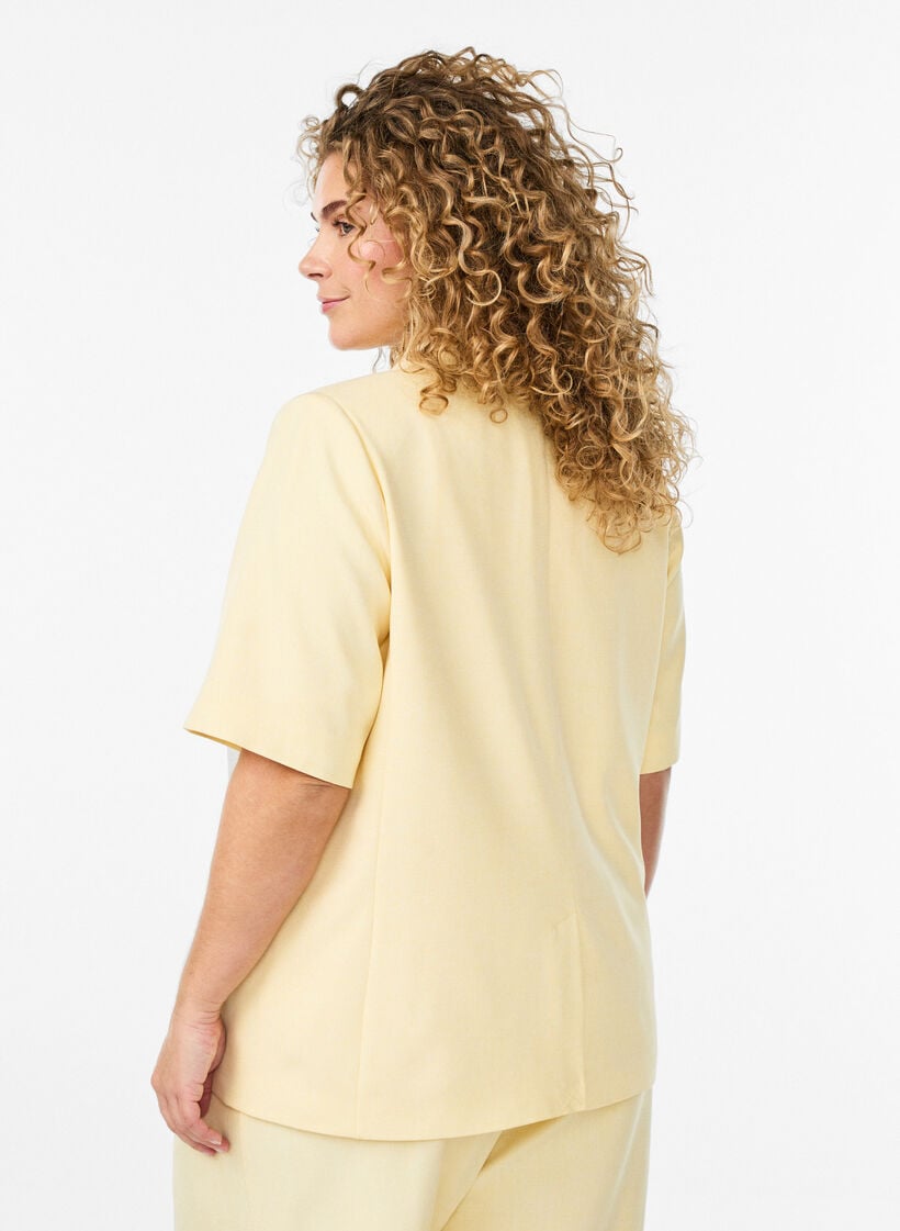 Kavaj med korta &auml;rmar och slag, Gul, Model image number 2