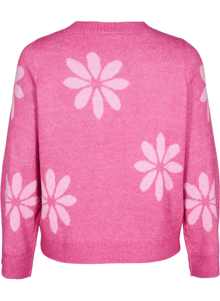 Stickad blus med blommor, Raspberry Rose Comb, Packshot image number 1