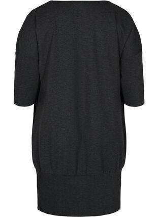 Enfärgad tunika med 3/4 ärmar, Dark Grey Melange, Packshot image number 1