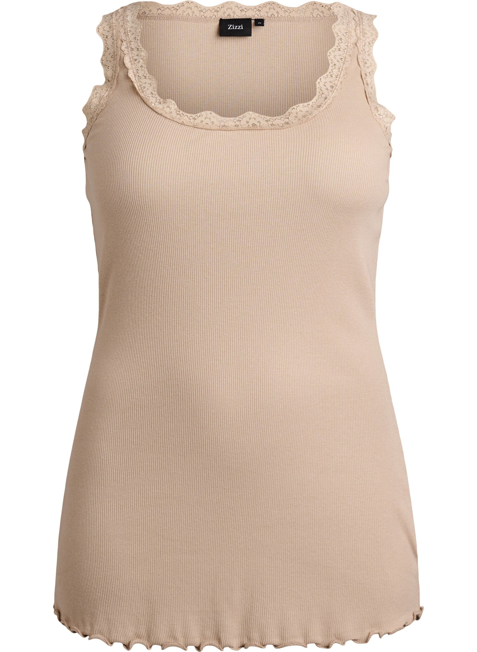 ZizziTopp med spetskant, Beige, Packshot image number 0