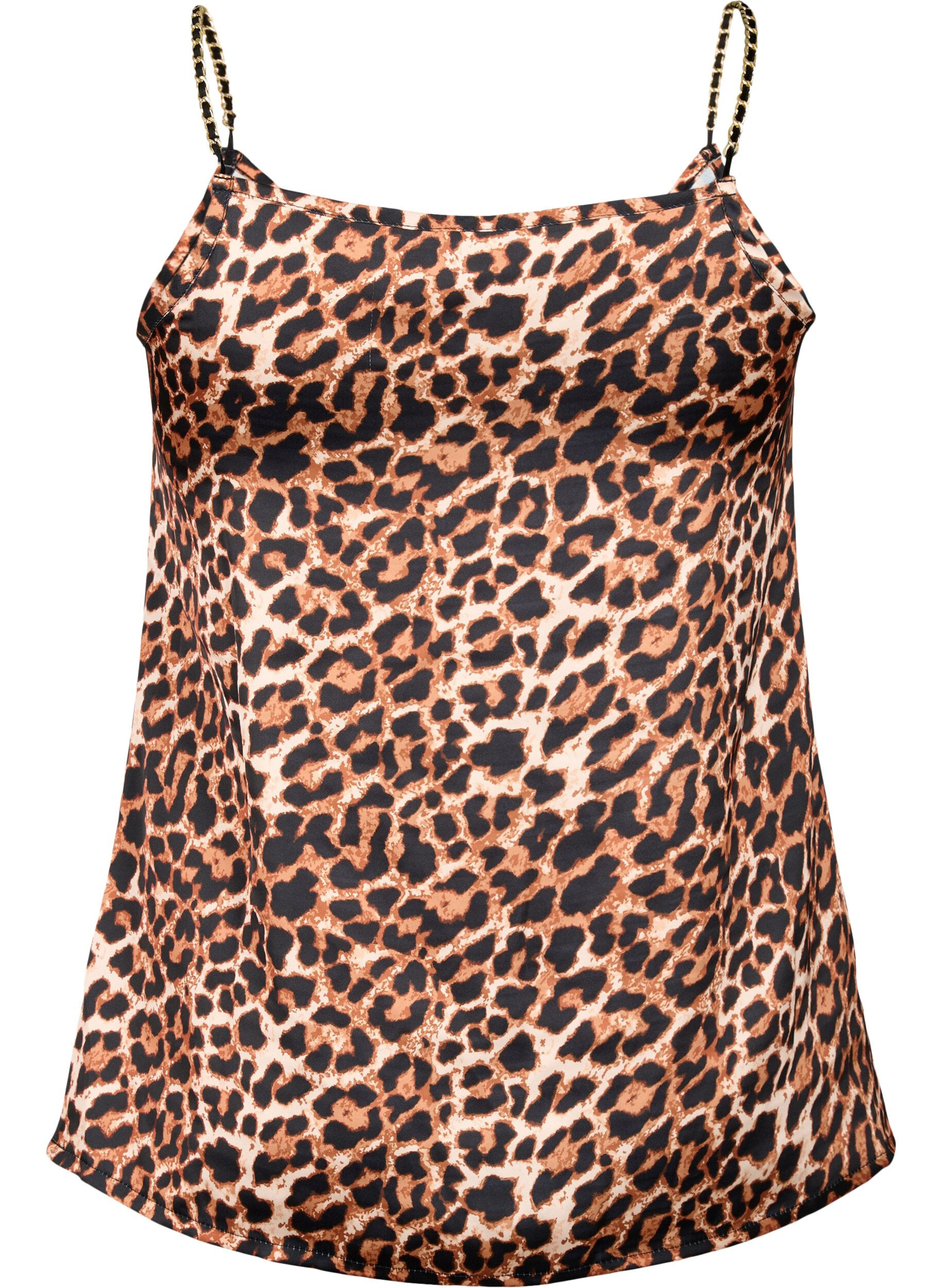 Zizzi Leopardm&ouml;nstrad topp med kedjeband, Leopard AOP, Packshot image number 1