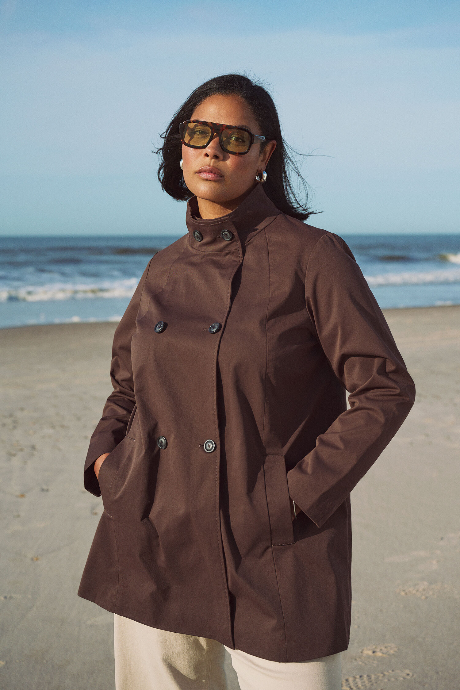 Zizzi Vattenavvisande v&aring;rjacka i brunt, , Model