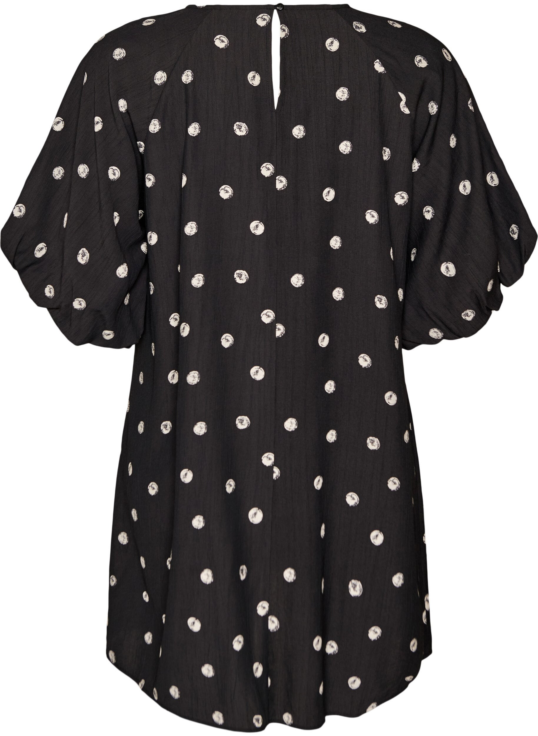 Zizzi Kort kl&auml;nning i viskos med ballong&auml;rmar, 9990, Packshot image number 1