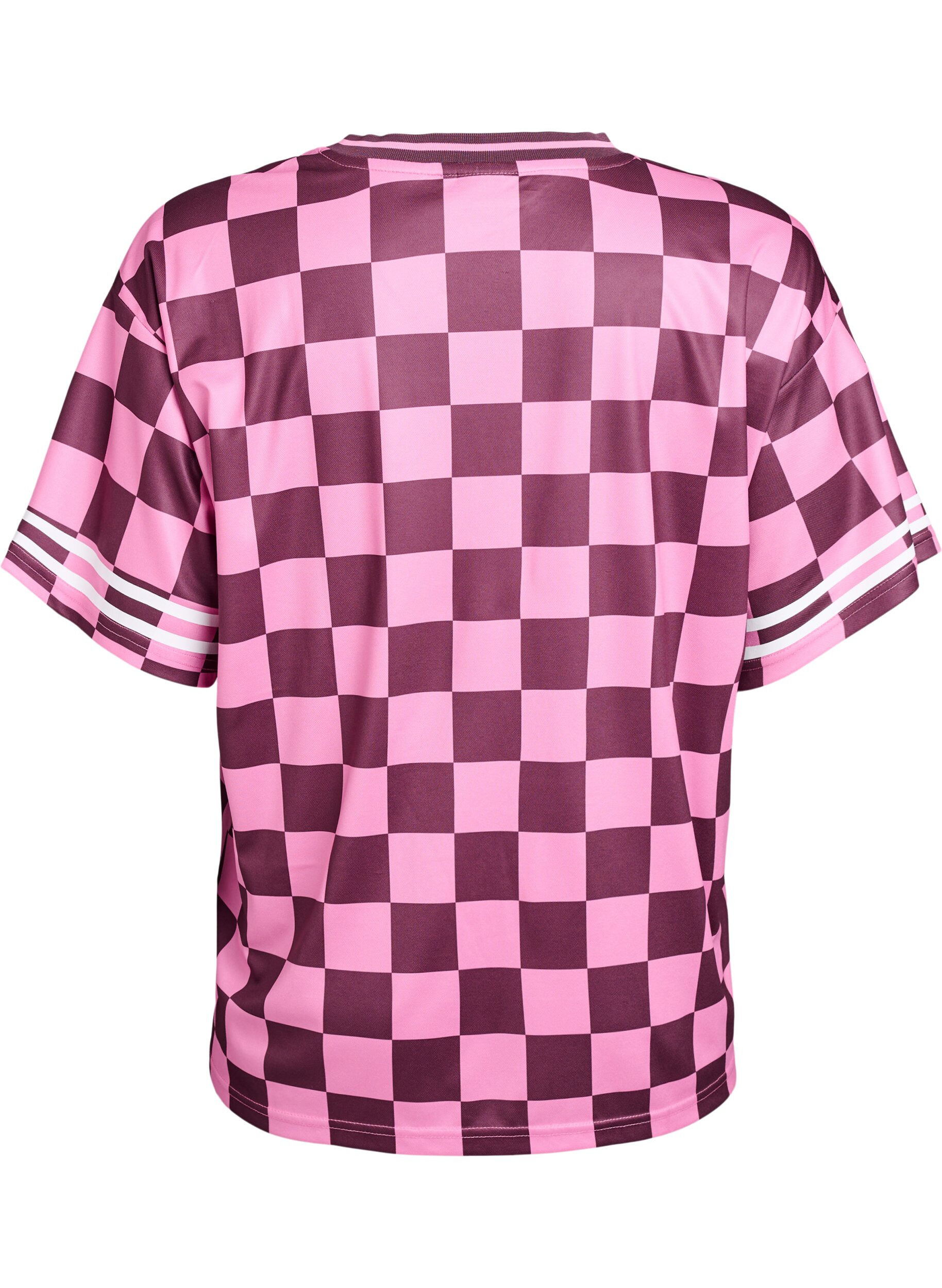 Zizzi Sportig t-shirt med rutor och texttryck, R&ouml;d, Packshot image number 1