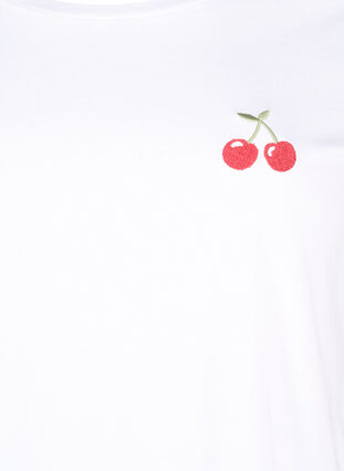 T-shirt i bomull med broderade körsbär, B.White CherryEMB., Packshot image number 2