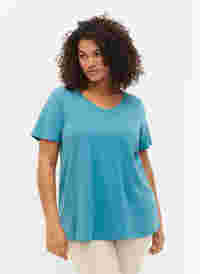 Enfärgad t-shirt i bomull, Brittany Blue, Model