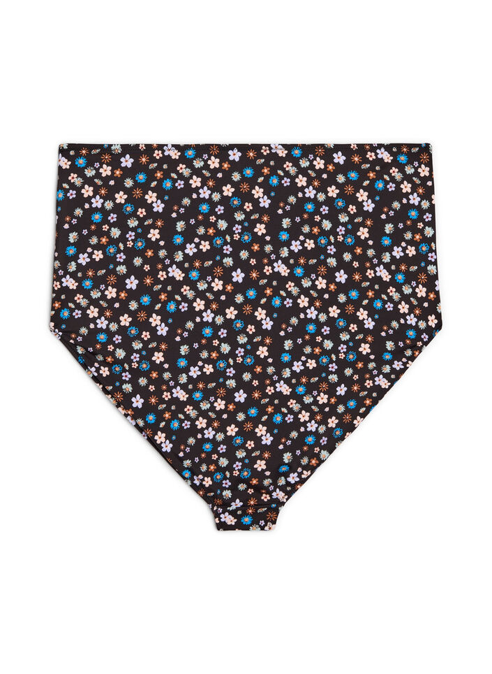 Bikinitrosa med extra hög midja och blomstertryck, Brun, Packshot image number 1