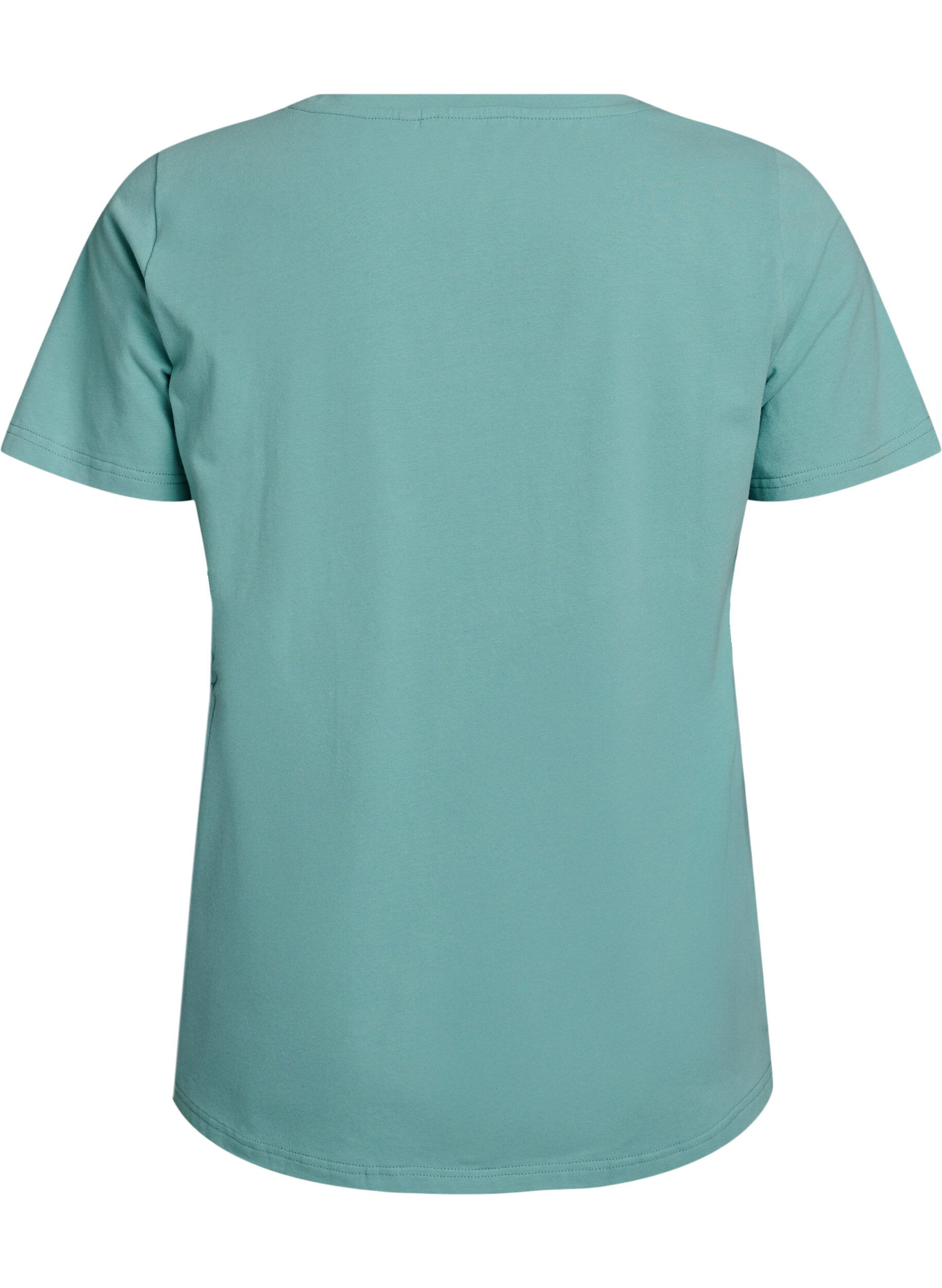 ZizziEnf&auml;rgad bas-t-shirt i bomull, Gr&ouml;n, Packshot image number 1