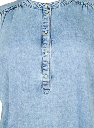 Kortärmad denimklänning med a-linjeformad skärning, Blue denim, Packshot image number 2