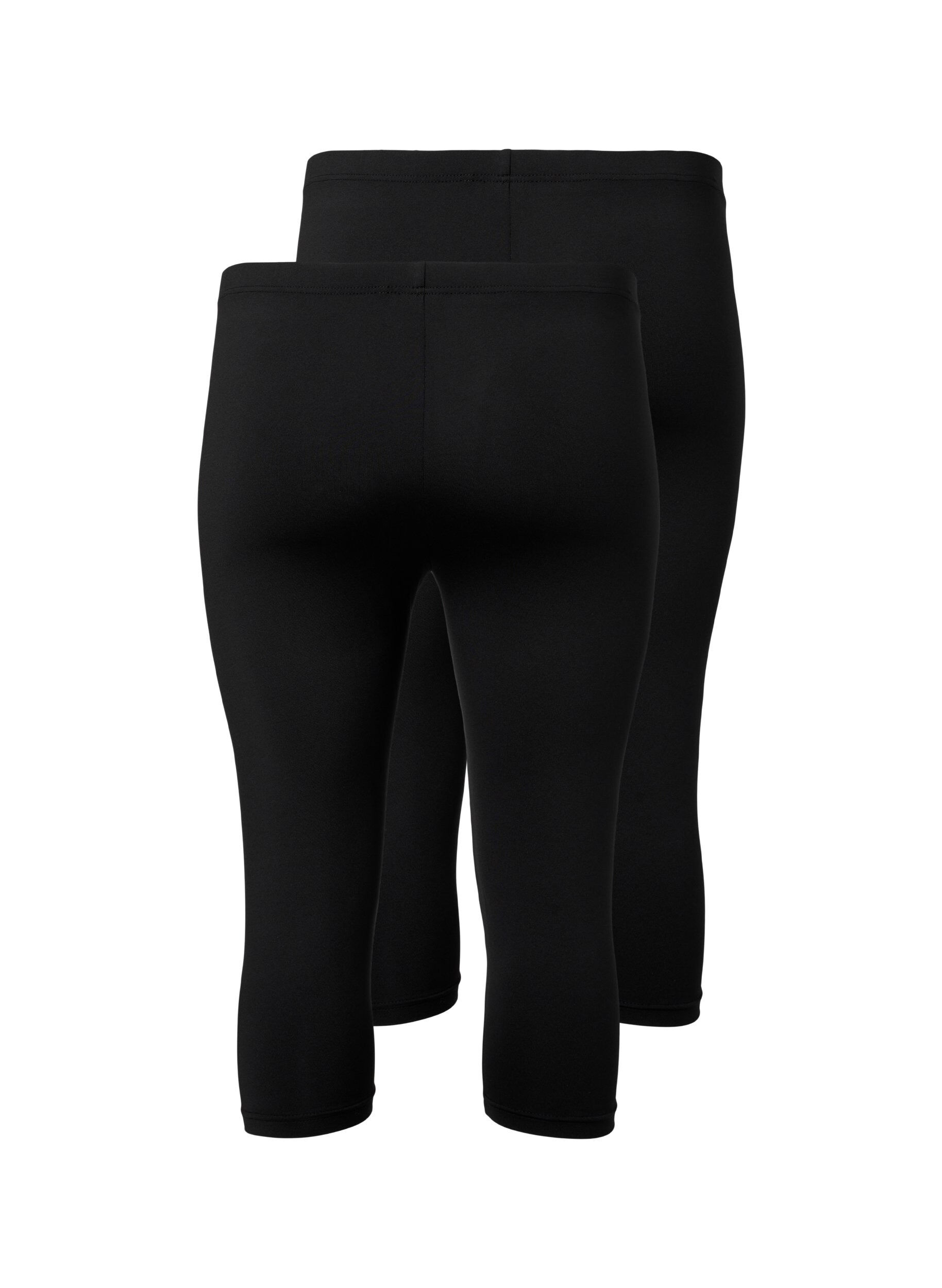 Zizzi 2-pack leggings i 3/4-l&auml;ngd, Svart, Packshot image number 1