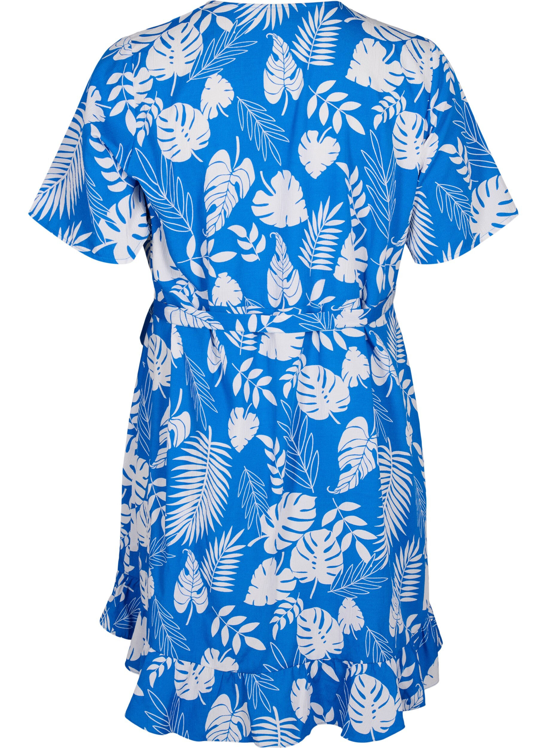 Zizzi FLASH &ndash; Kort&auml;rmad omlottkl&auml;nning, Skydiver White AOP, Packshot image number 1