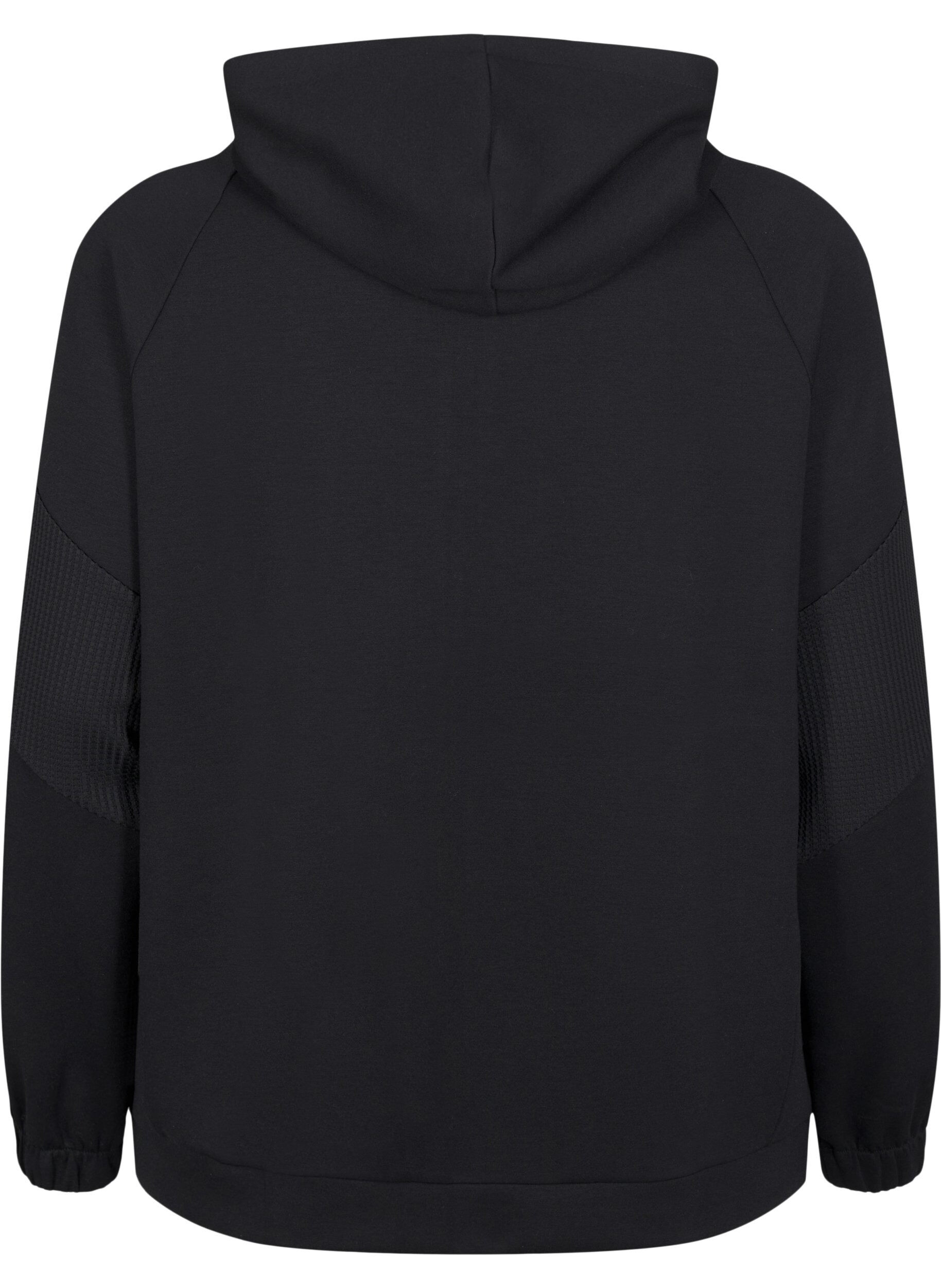Zizzi Huvtr&ouml;ja i sweatshirttyg med fickor, Black, Packshot image number 1