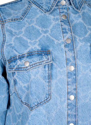 Denimklänning med slitet mönster, Blue denim, Packshot image number 2